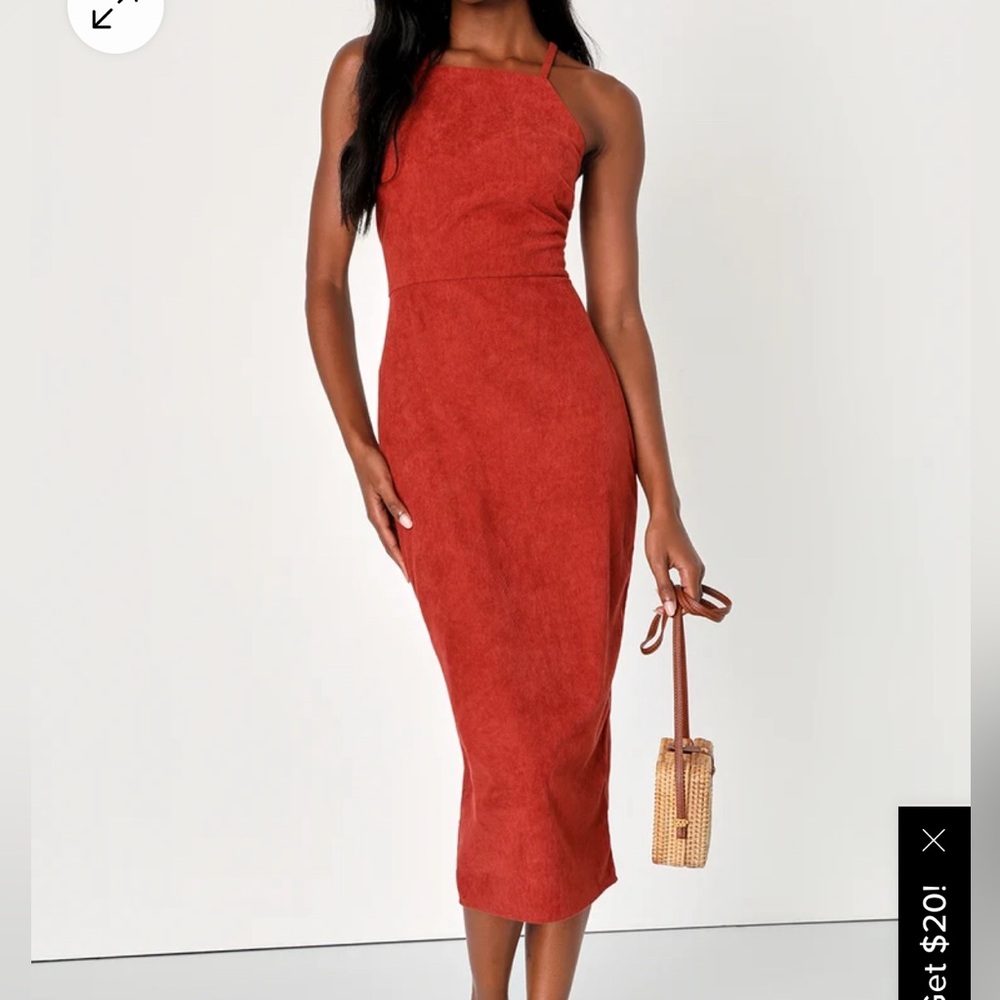 Nwt Rust Orange Corduroy Midi Small - image 1